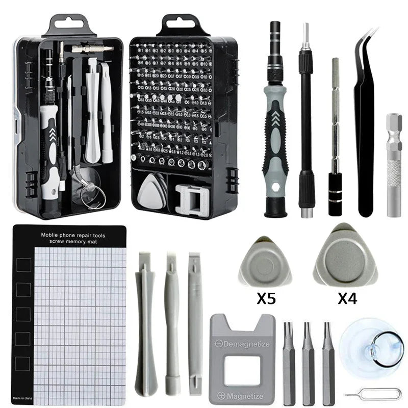 Kit de herramientas de desmontaje y reparación de relojes, ordenadores y teléfonos móviles transfronterizos 115 en uno, juego de destornilladores