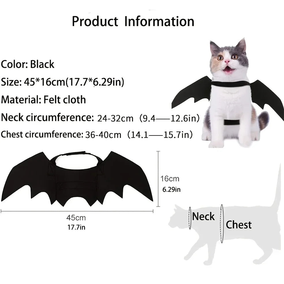 Lindo disfraz de Halloween para perros pequeños, disfraz de gato, vampiro, mascota pequeña, alas de murciélago, accesorios de alas de gato de Halloween, decoraciones de Halloween