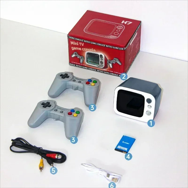 Consola de juegos portátil H7 Retro pequeña para TV, pantalla HD de 3,5 pulgadas, 740 juegos, vídeo, mando Dual, consola portátil, regalos para niños