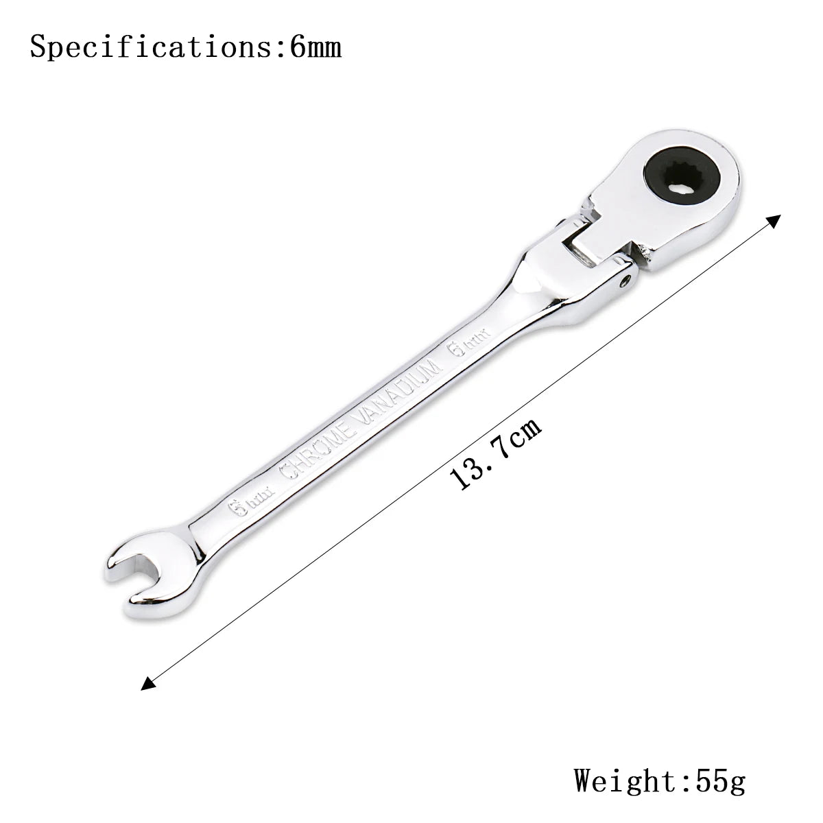 Llave de trinquete de llaves, juego de llaves, herramienta manual, trinquete de 72 dientes, cabezal Flexible, acabado de espejo, 6mm-27mm, reparación de automóviles y hogares, 1 Uds.
