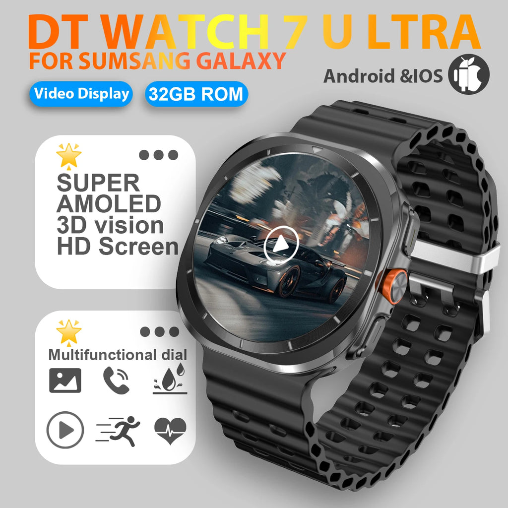 2025 nuevo reloj 7 Ultra reloj inteligente para hombres 32GB de memoria pantalla de vídeo 3D reloj inteligente deportivo GPS NFC brújula oxígeno en sangre Smartwatch