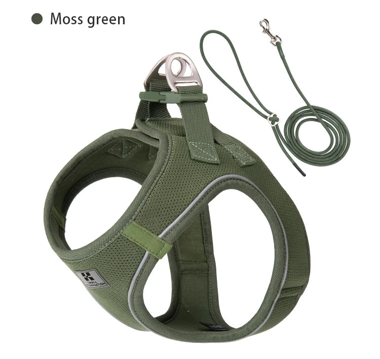 Juego de correas y arnés para perros pequeños y medianos, arnés reflectante ajustable para cachorros y gatos, chaleco para mascotas, Chihuahua, Yorkies, caminar al aire libre