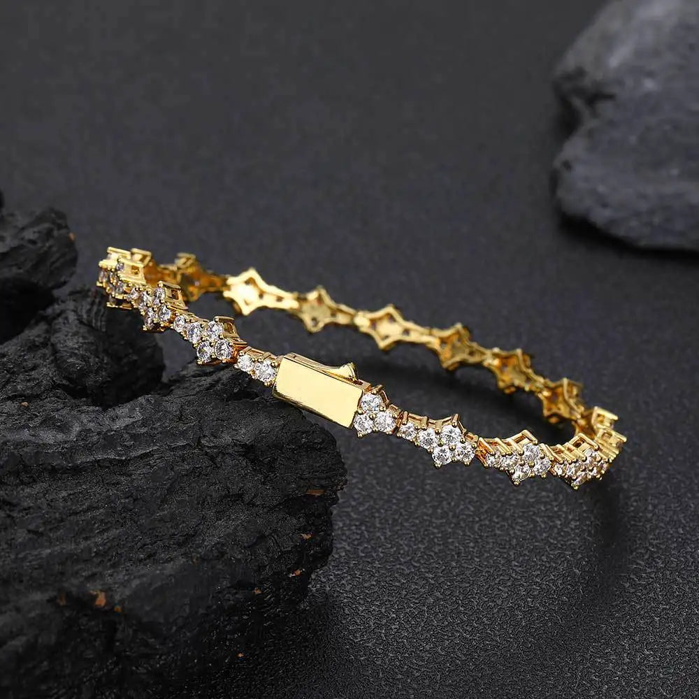Pulsera de tenis de circonita cúbica helada, pulseras en capas, cosas de moda para hombres y mujeres