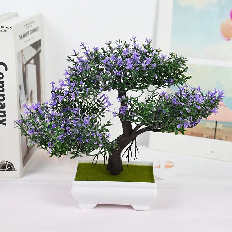 Bonsái de plantas artificiales, árbol pequeño, maceta, plantas falsas, flores, adornos en maceta para decoración de mesa de habitación del hogar, decoración de jardín de Hotel