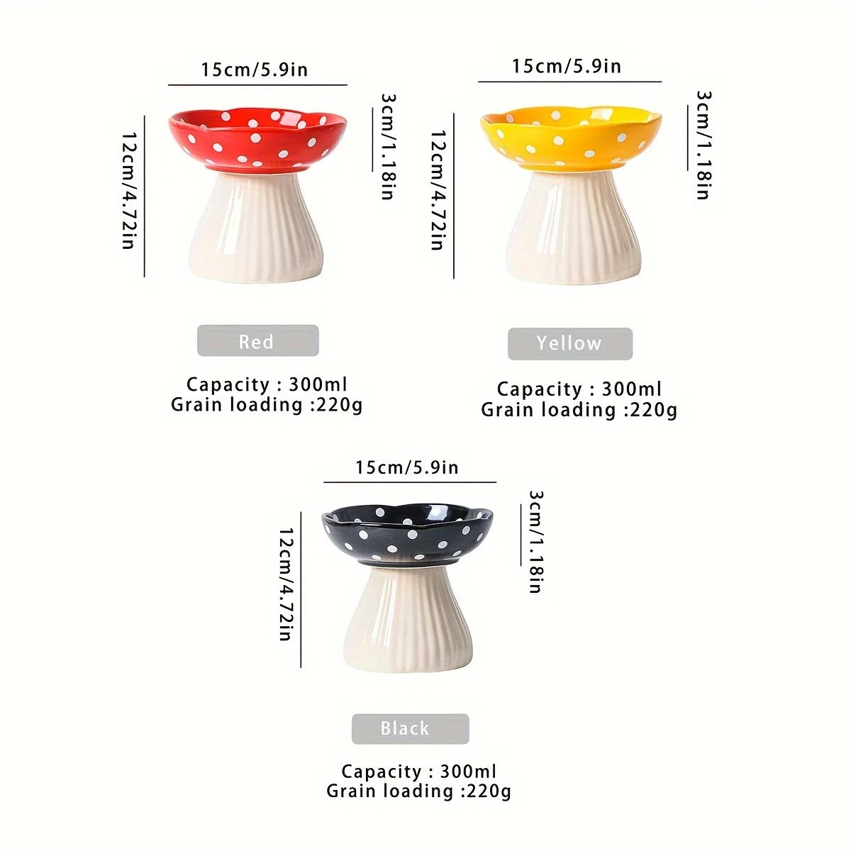 Cuenco para gatos con forma de seta de resina: alto, capacidad de 300 ml, apto para gatos: ideal para festivales de alimentación y beber