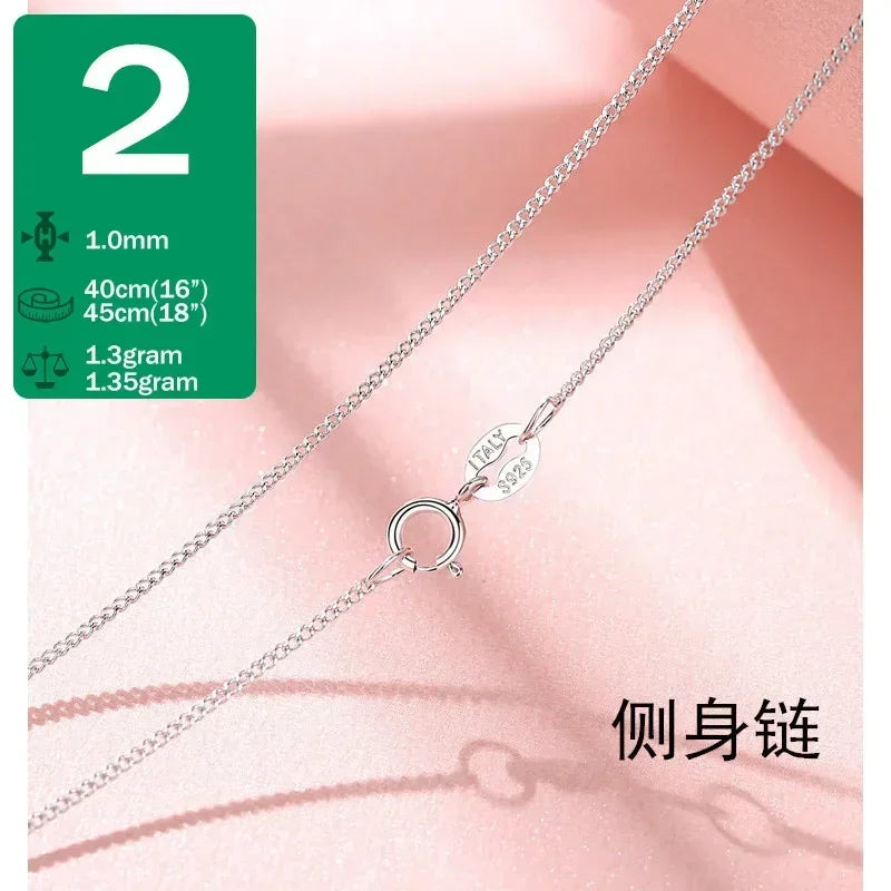 TrustDavis-collar de Plata de Ley 925 auténtica con forma de serpiente y ondas de agua, cadena de caja de 40/45cm, collar para mujer, joyería DC25