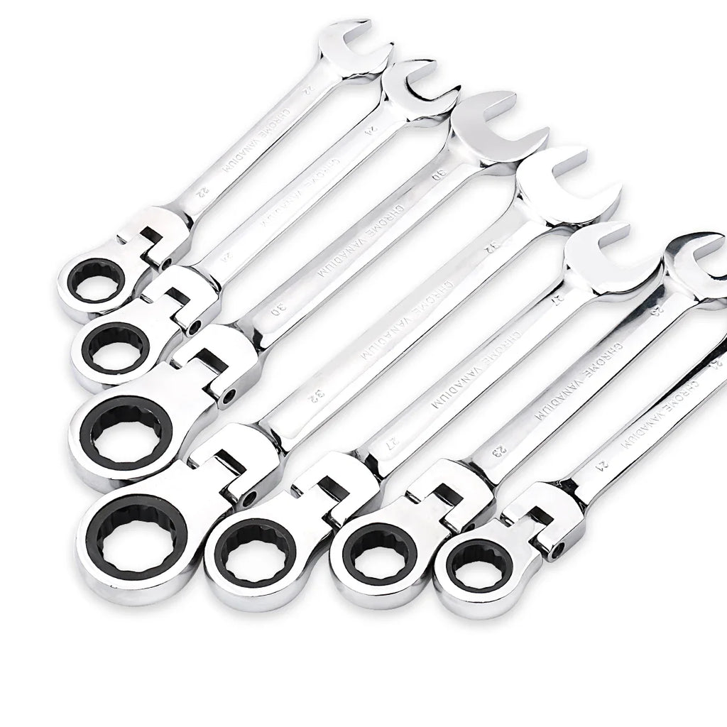 Llave de trinquete de llaves, juego de llaves, herramienta manual, trinquete de 72 dientes, cabezal Flexible, acabado de espejo, 6mm-27mm, reparación de automóviles y hogares, 1 Uds.