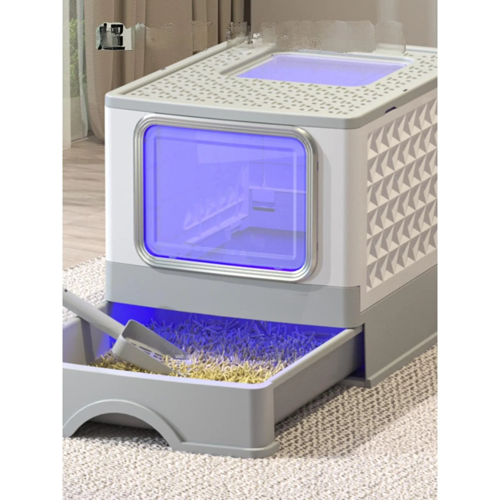 Caja de Arena igente para Gatos Tamaño XL, Cletamente Cerrada, Antiolor, Fácil de Limpiar, Bandeja de Arena para Gati...