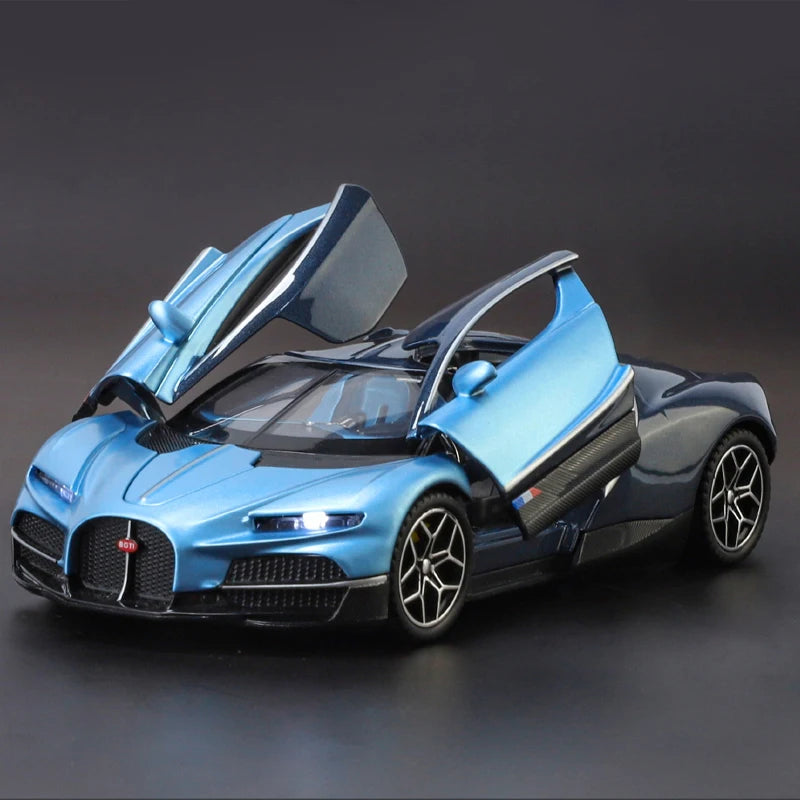 1:32 Bugatti Tourbillon V16 supercoche de aleación de Metal modelo fundido a presión juguetes para niños Mini colección GT pasatiempos regalos de cumpleaños niño