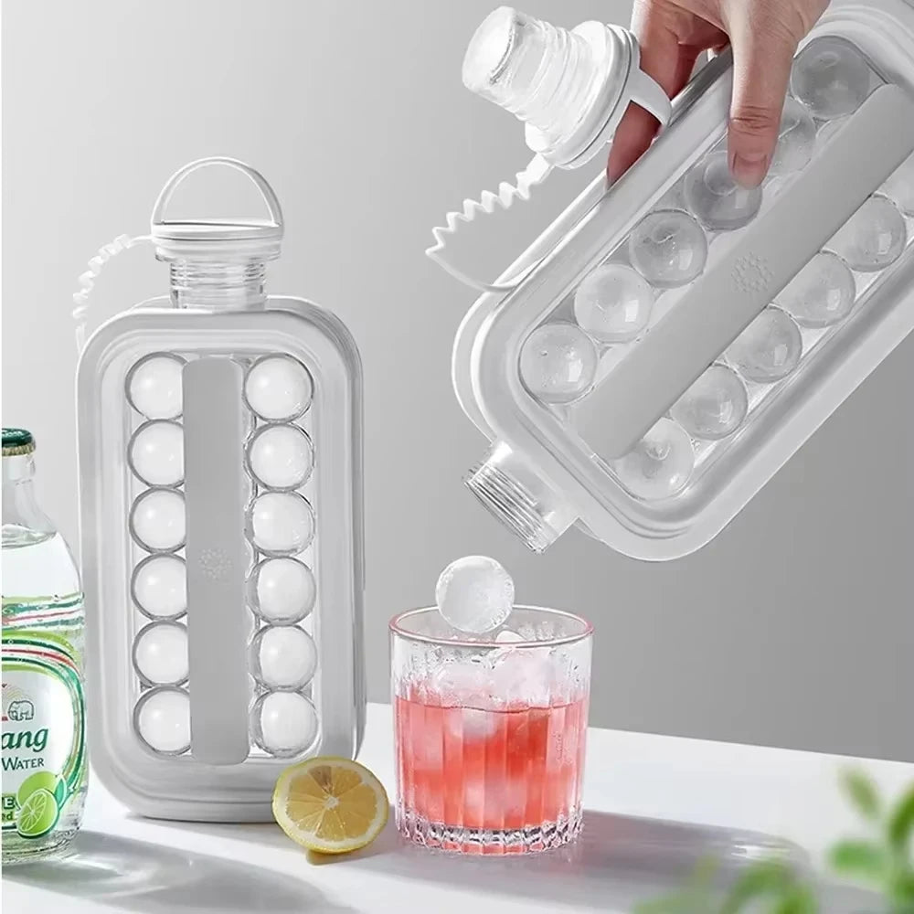 1 Uds. Moldes para bolas de hielo, máquina de hielo plegable para viaje en casa, bolas de hielo 2 en 1, cubitos de hielo de viaje, compartimento de hielo de silicona, molde para cubitos de hielo