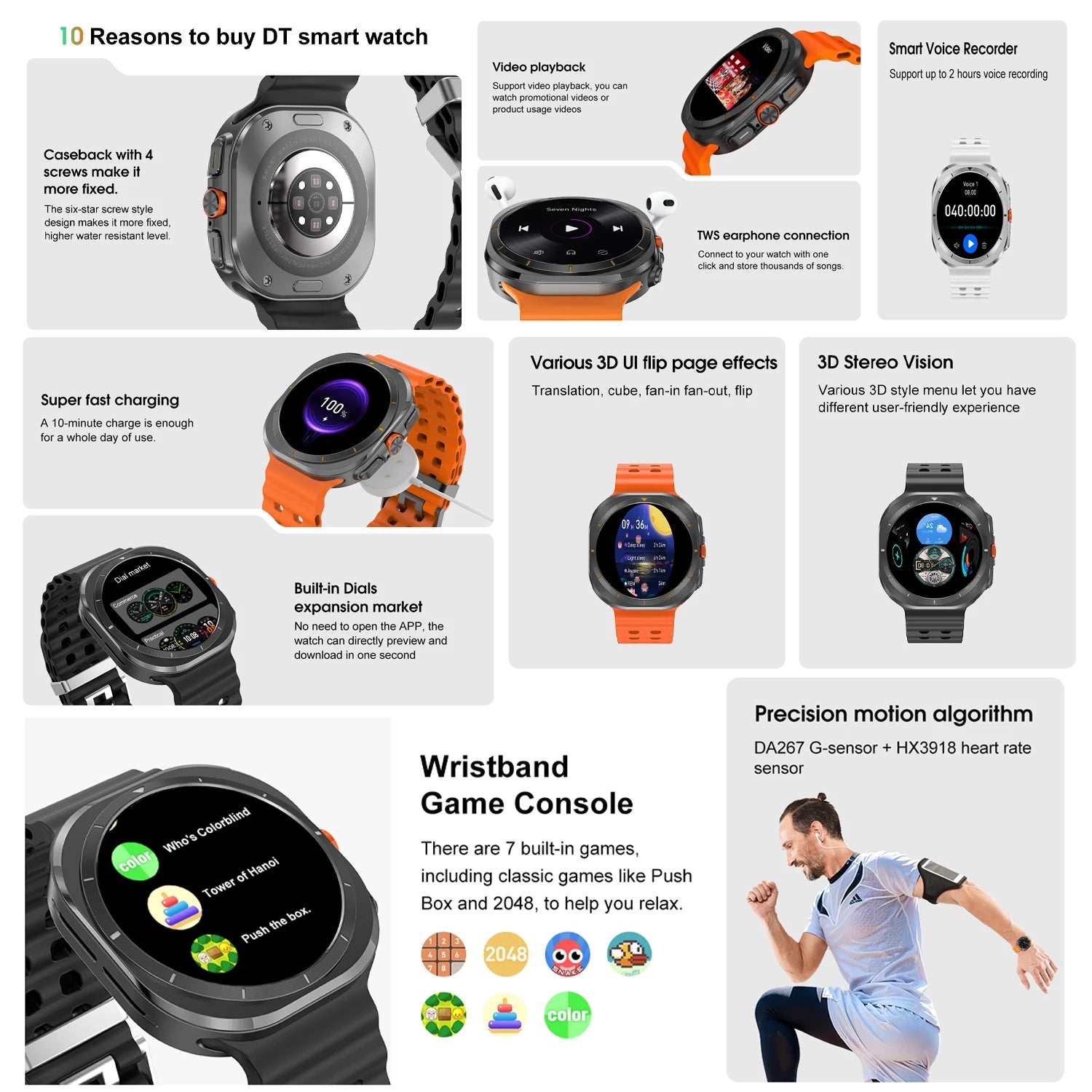 2025 nuevo reloj 7 Ultra reloj inteligente para hombres 32GB de memoria pantalla de vídeo 3D reloj inteligente deportivo GPS NFC brújula oxígeno en sangre Smartwatch