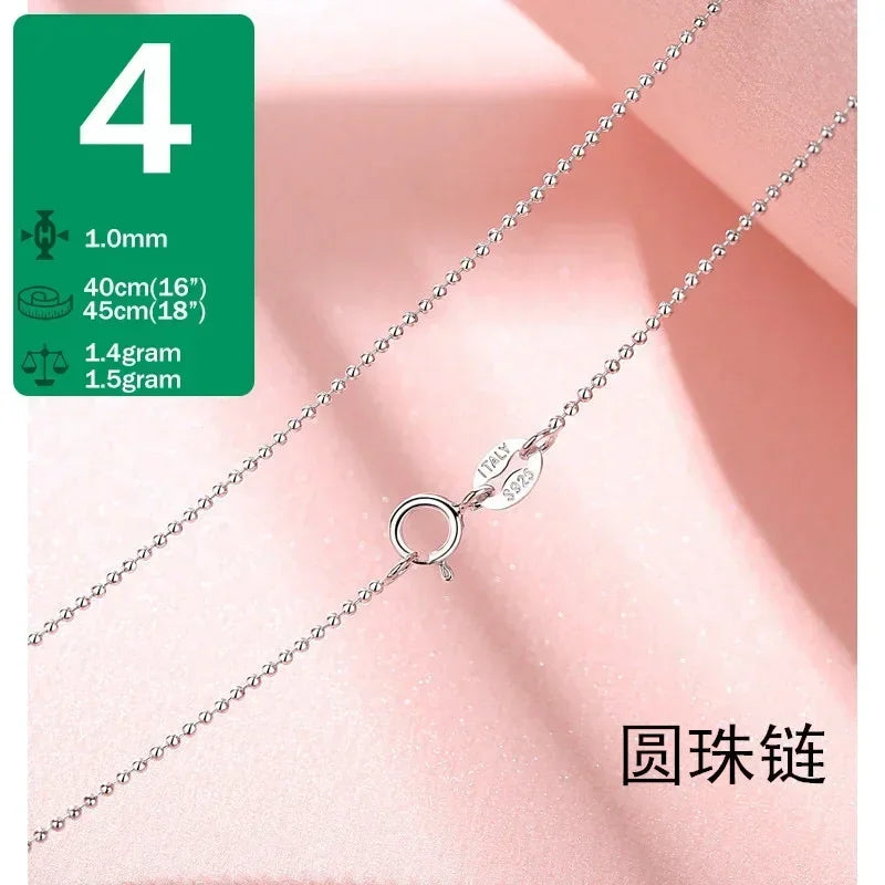 TrustDavis-collar de Plata de Ley 925 auténtica con forma de serpiente y ondas de agua, cadena de caja de 40/45cm, collar para mujer, joyería DC25