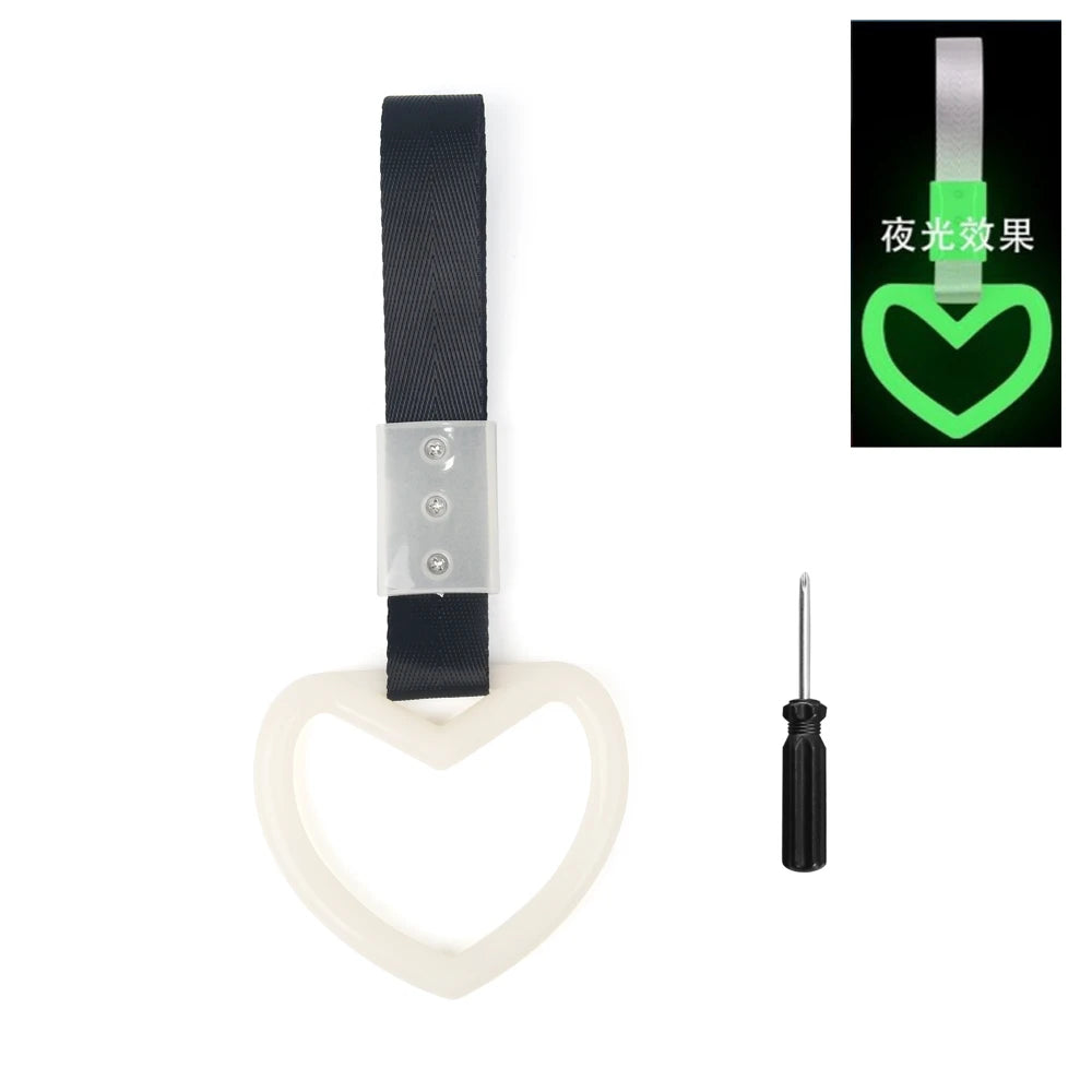 Correa de mano con mango de autobús y tren JDM, 1 Uds., anillo Tsurikawa, estilo de corazón, correa con abalorio de deriva, accesorios para automóvil, correa para coche