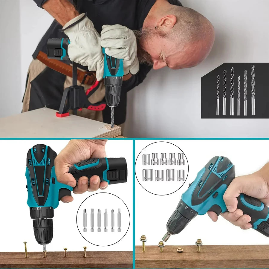 Wireless Drill Tool Kit for Home Repair, Suitable for DIY and Woodworking, Multifunctional Repair Tool Box Sold by