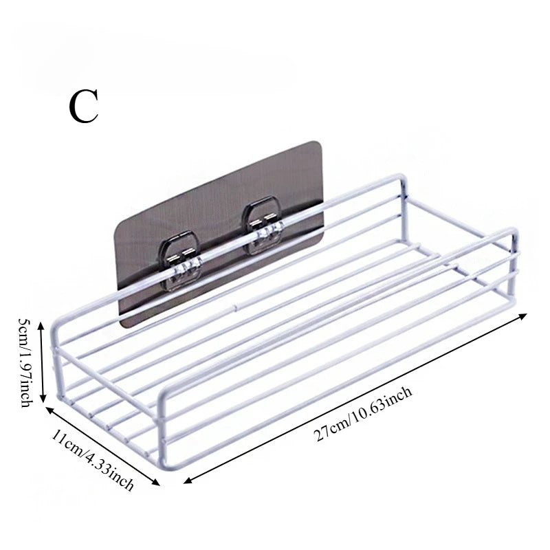 Caja de almacenamiento para puerta de armario de cocina sin perforaciones, estante de hierro, estante de envoltura de plástico para armario montado en la pared, estante para refrigerador de baño
