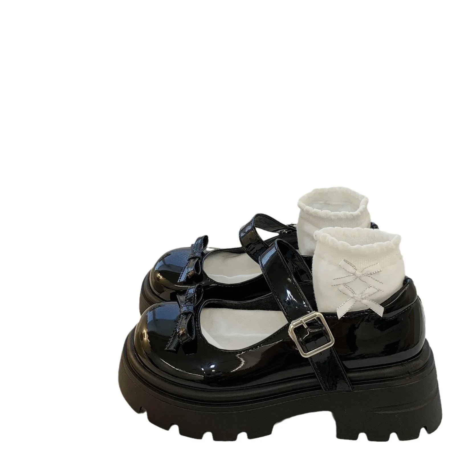 Zapatos planos negros de tacón grueso antideslizantes con Nudo de mariposa estilo romano para mujer, mocasines cómodos con punta redonda, sin cordones, novedad de verano
