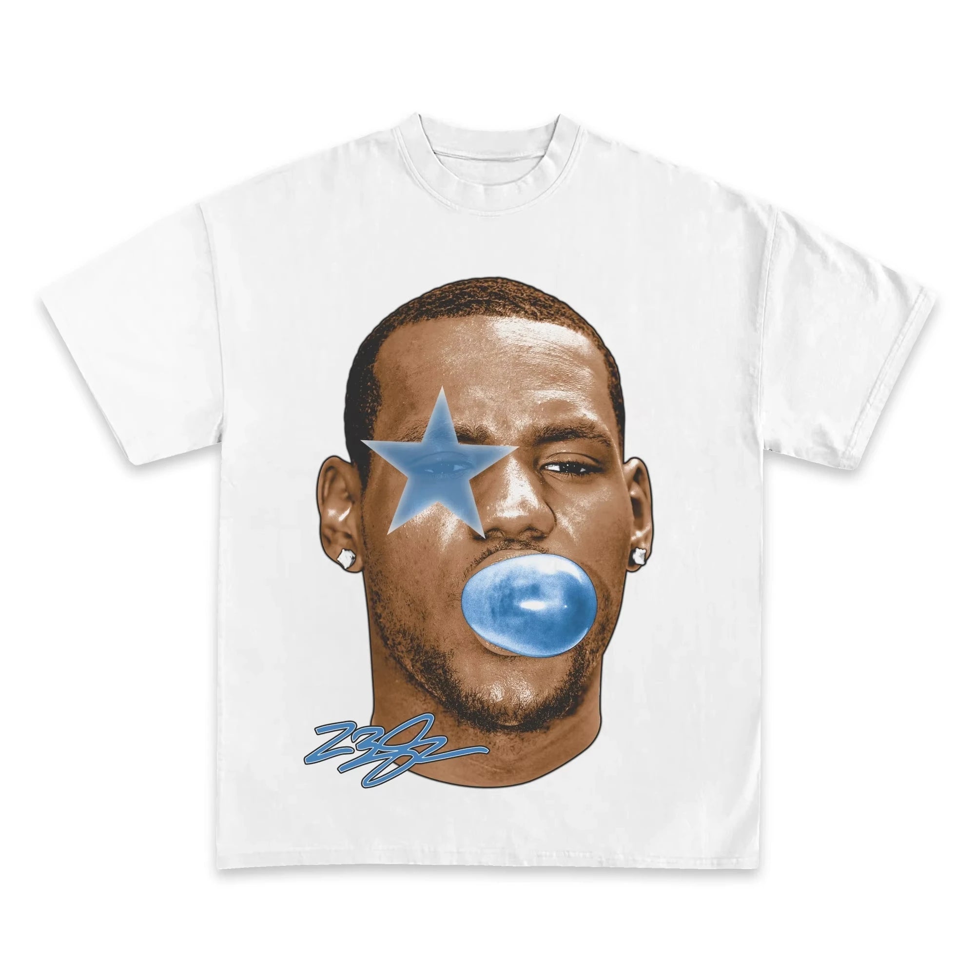 Camiseta 100% de algodón LeBron James con estrella de baloncesto, camiseta de manga corta para hombre, camiseta retro americana, ropa de calle superior de verano