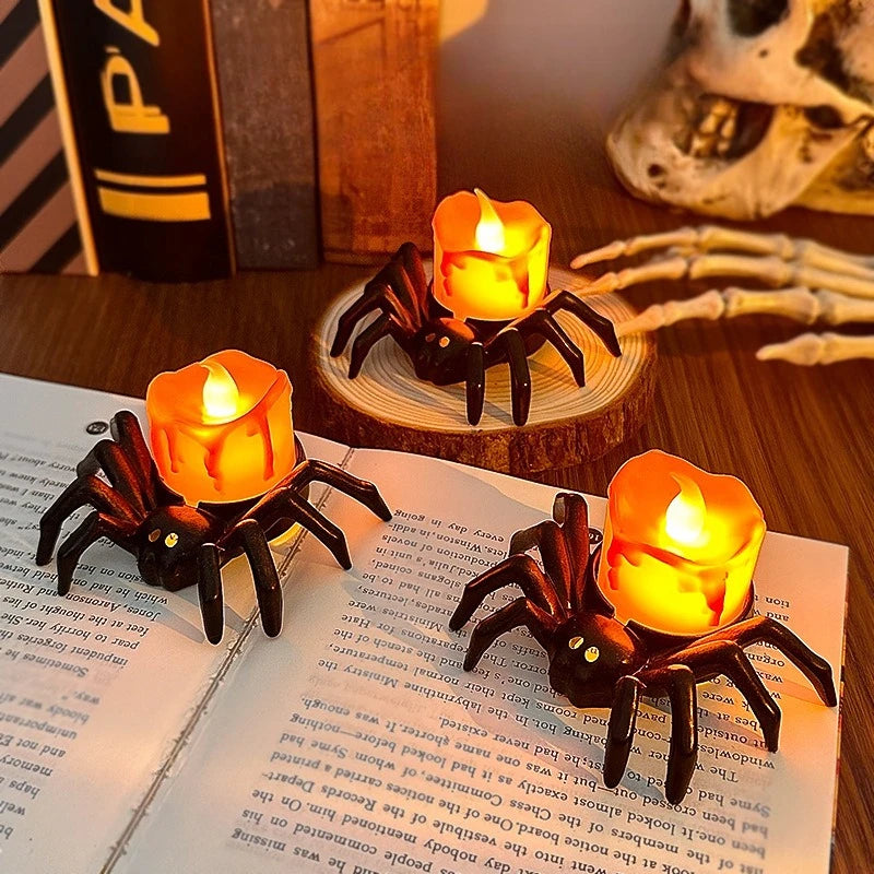 Luces nocturnas de araña para decoración de Halloween, suministros para fiestas, accesorios de decoración, Bar, Casa Encantada, accesorios para fiestas de terror, 1 Uds.