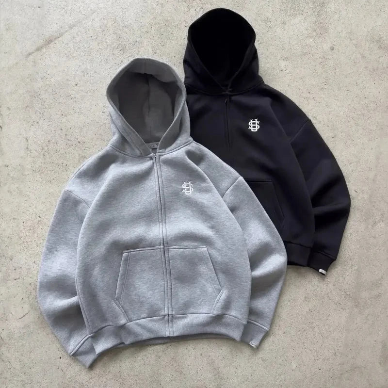 Pantalones deportivos holgados informales, sudadera con letras bordadas Y2K, traje para hombre, Harajuku, traje deportivo de calle retro de hip hop para las cuatro estaciones