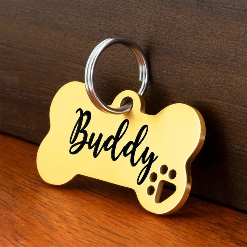 Etiqueta de identificación de perro antipérdida con grabado personalizado de acero inoxidable, Collar personalizado con nombre para mascota, etiquetas de hueso para perro y gato, suministros para mascotas