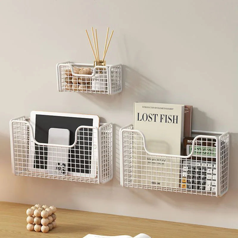 Caja de almacenamiento para puerta de armario de cocina sin perforaciones, estante de hierro, estante de envoltura de plástico para armario montado en la pared, estante para refrigerador de baño