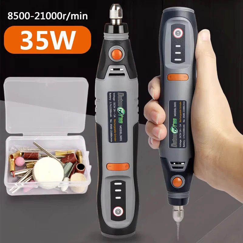 Herramienta rotativa inalámbrica USB de 35W Dremel DIY Mini taladro pluma de grabado eléctrico 3 velocidades Mini juego de taladro inalámbrico 8500r-21000r/min