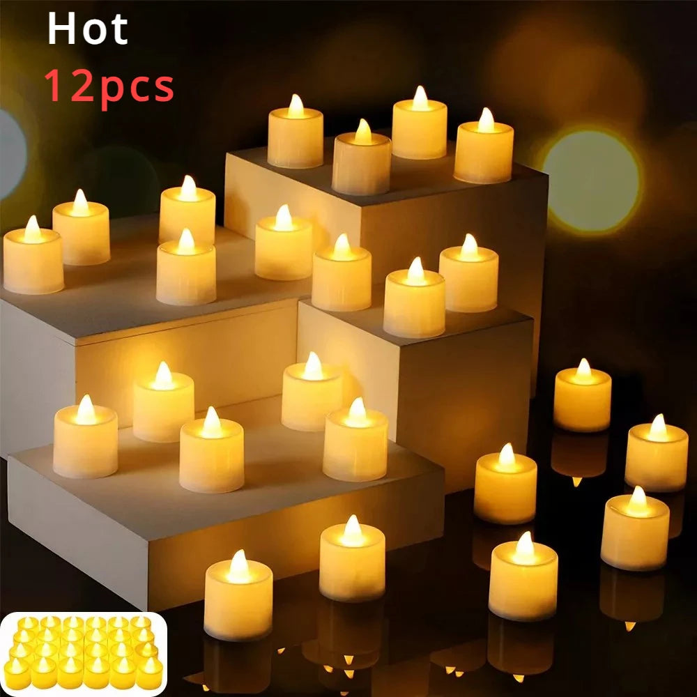 Vela LED con batería, vela de té sin llama, lámpara de vela falsa, boda, fiesta de cumpleaños, decoración del hogar, candelabro