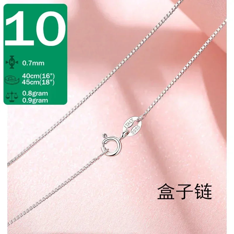 TrustDavis-collar de Plata de Ley 925 auténtica con forma de serpiente y ondas de agua, cadena de caja de 40/45cm, collar para mujer, joyería DC25