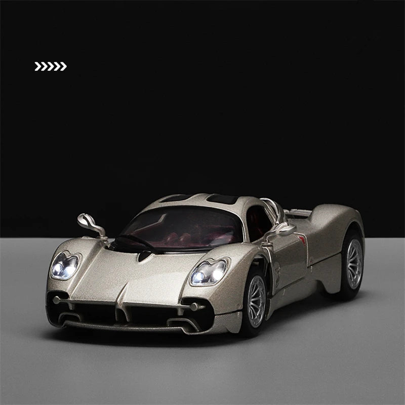 Coche deportivo de aleación Pagani Utopia 1:32, modelo de vehículos de carreras de Metal fundido a presión, modelo de simulación de sonido y luz, juguete para regalo para niños