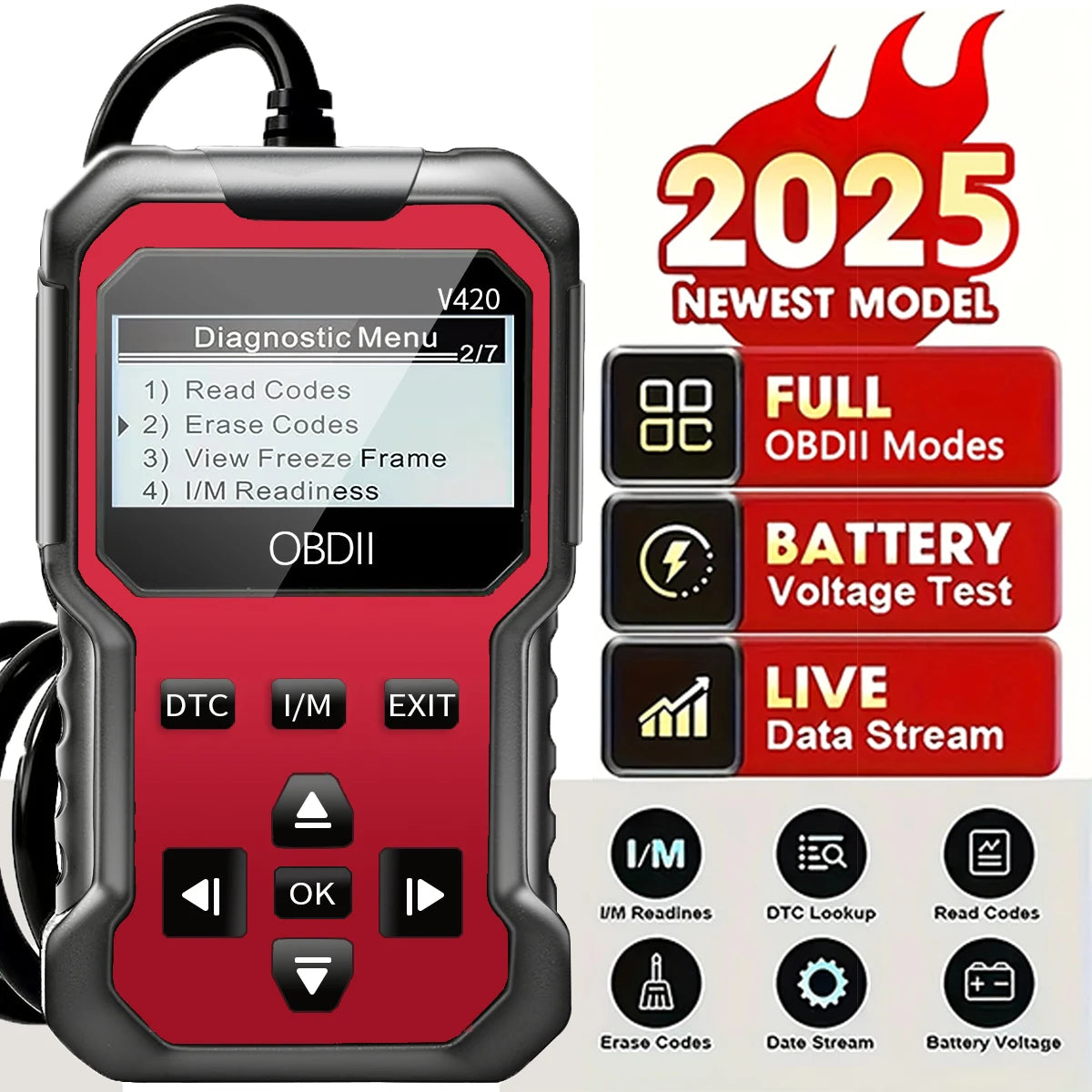 Herramienta de diagnóstico de escáner de automóvil V420, comprobar el lector de código del motor, escáner Obd2 para todos los vehículos