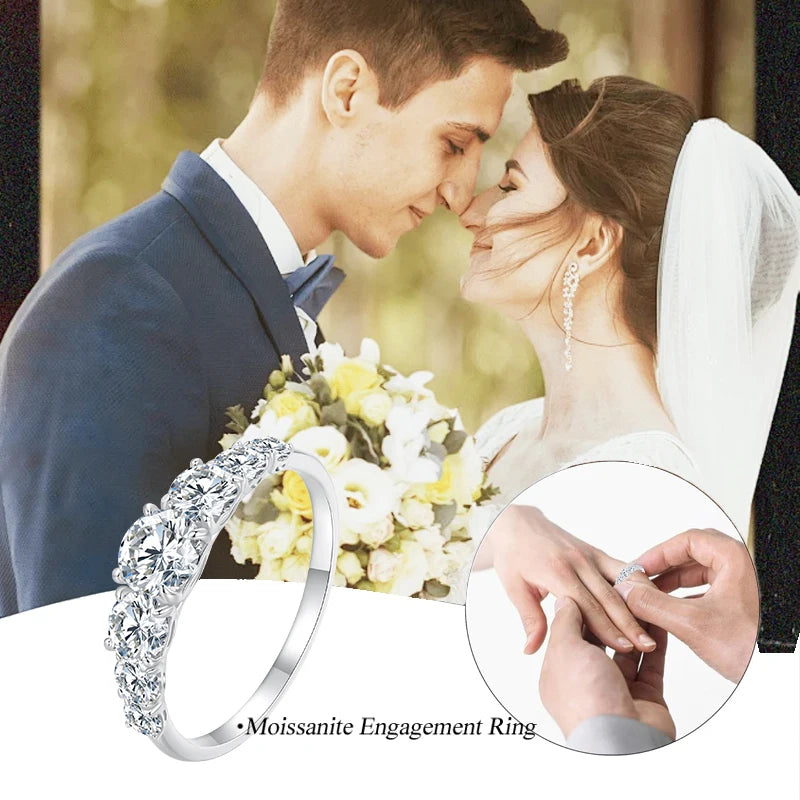 Bamoer D Color VVS1 EX anillo de moissanita ajuste de corazón anillo de diamante de laboratorio Plata de Ley 925 para mujeres joyería de compromiso de boda