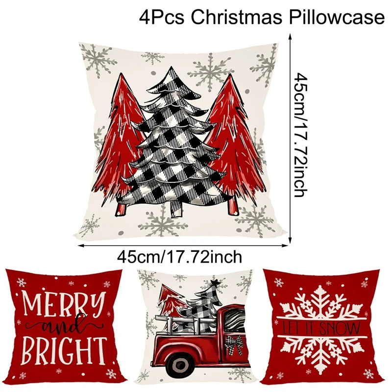 4 Uds fundas de almohada navideñas 45x45cm fundas de almohada Navidad fundas de almohada para el hogar sofá decoraciones navideñas 2025