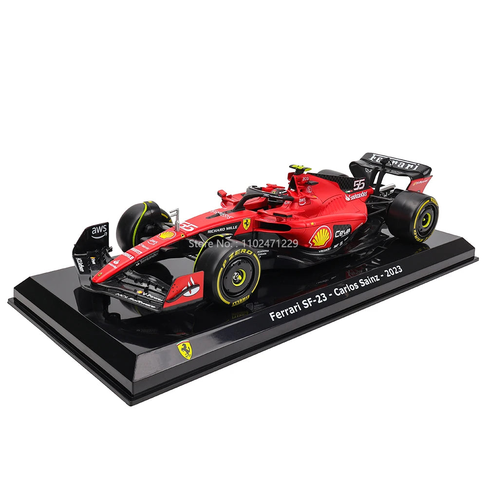 Bburago 1:24 # 16 Leclerc 2023 F1 Scuderia Ferrari sf23 # 55 Sainz Modelo de coche de aleación Modelo de fundición a presión de Fórmula Uno