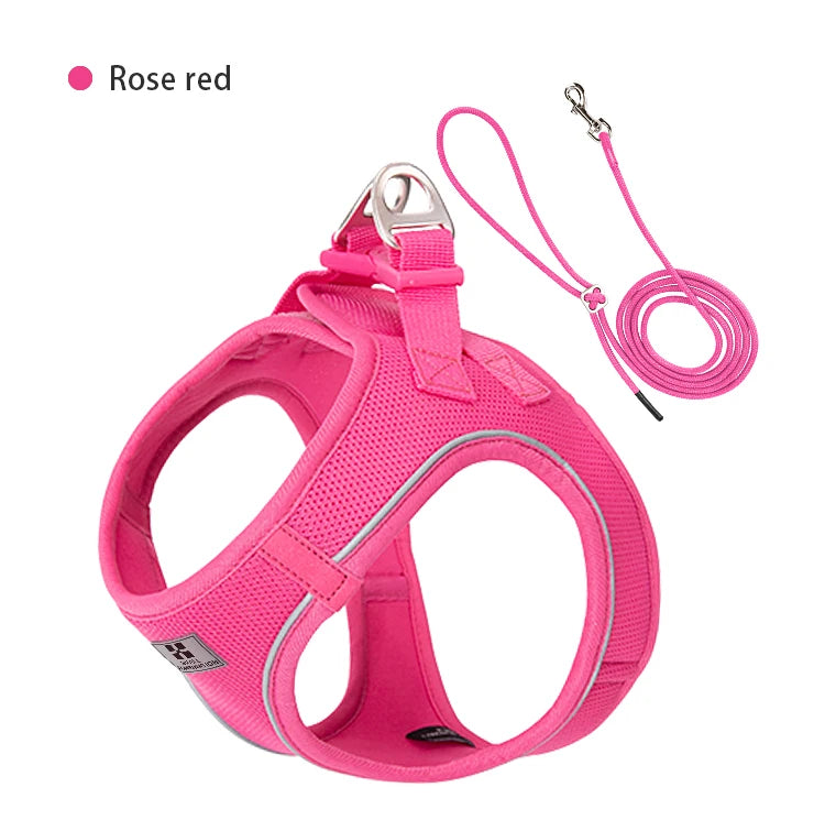 Juego de correas y arnés para perros pequeños y medianos, arnés reflectante ajustable para cachorros y gatos, chaleco para mascotas, Chihuahua, Yorkies, caminar al aire libre