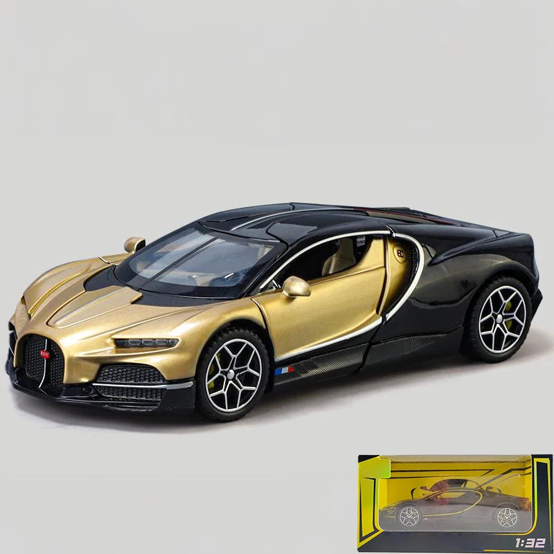 1:32 Bugatti Tourbillon V16 supercoche de aleación de Metal modelo fundido a presión juguetes para niños Mini colección GT pasatiempos regalos de cumpleaños niño