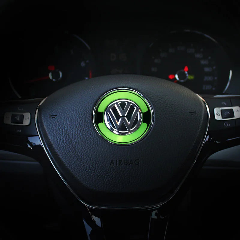 Embellecedor de volante de coche, pegatina de cubierta de lentejuelas circulares para Volkswagen VW TOURAN GTI PASSAT POLO, accesorios para automóviles