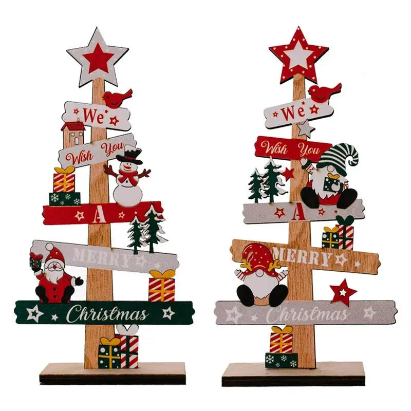 Árbol de Navidad de escritorio, decoración artesanal de Papá Noel, placa de señales de Navidad de madera, decoración de Navidad, regalos de fiesta de Año Nuevo 2024