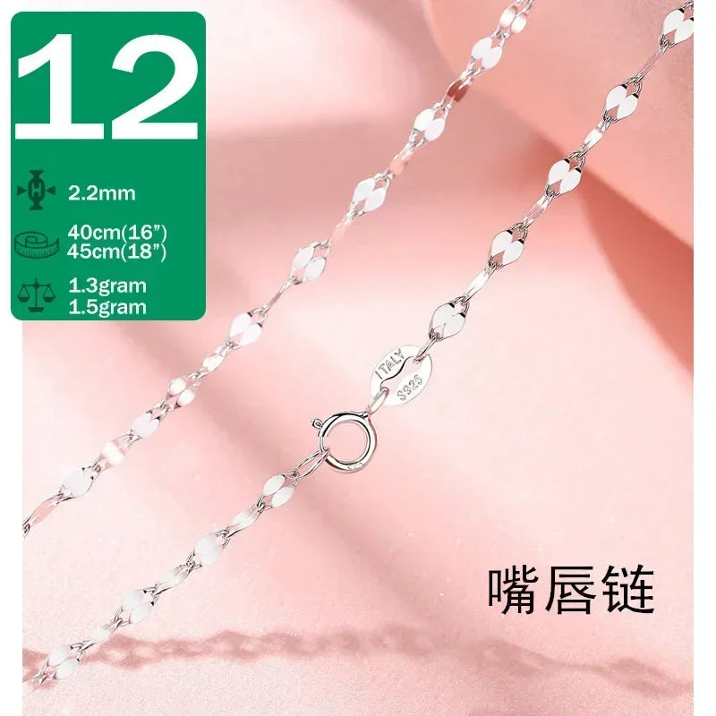 TrustDavis-collar de Plata de Ley 925 auténtica con forma de serpiente y ondas de agua, cadena de caja de 40/45cm, collar para mujer, joyería DC25