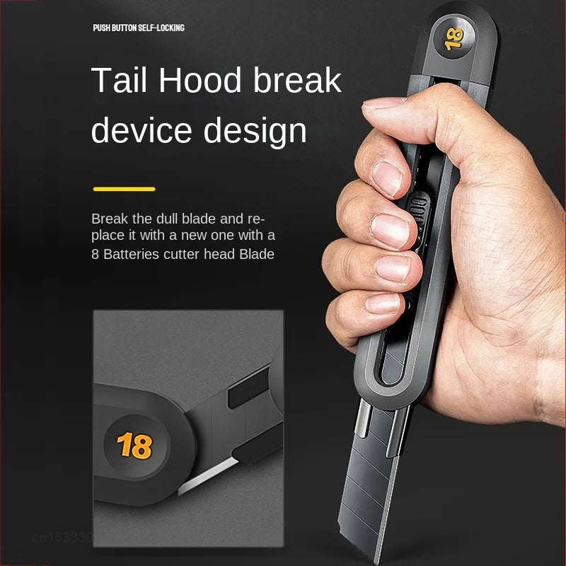 Xiaomi-cuchillo multiusos retráctil a presión, cuchillas de acero al carbono de 18mm/9mm, cortador de caja, bloqueo automático para suministros de oficina, papelería