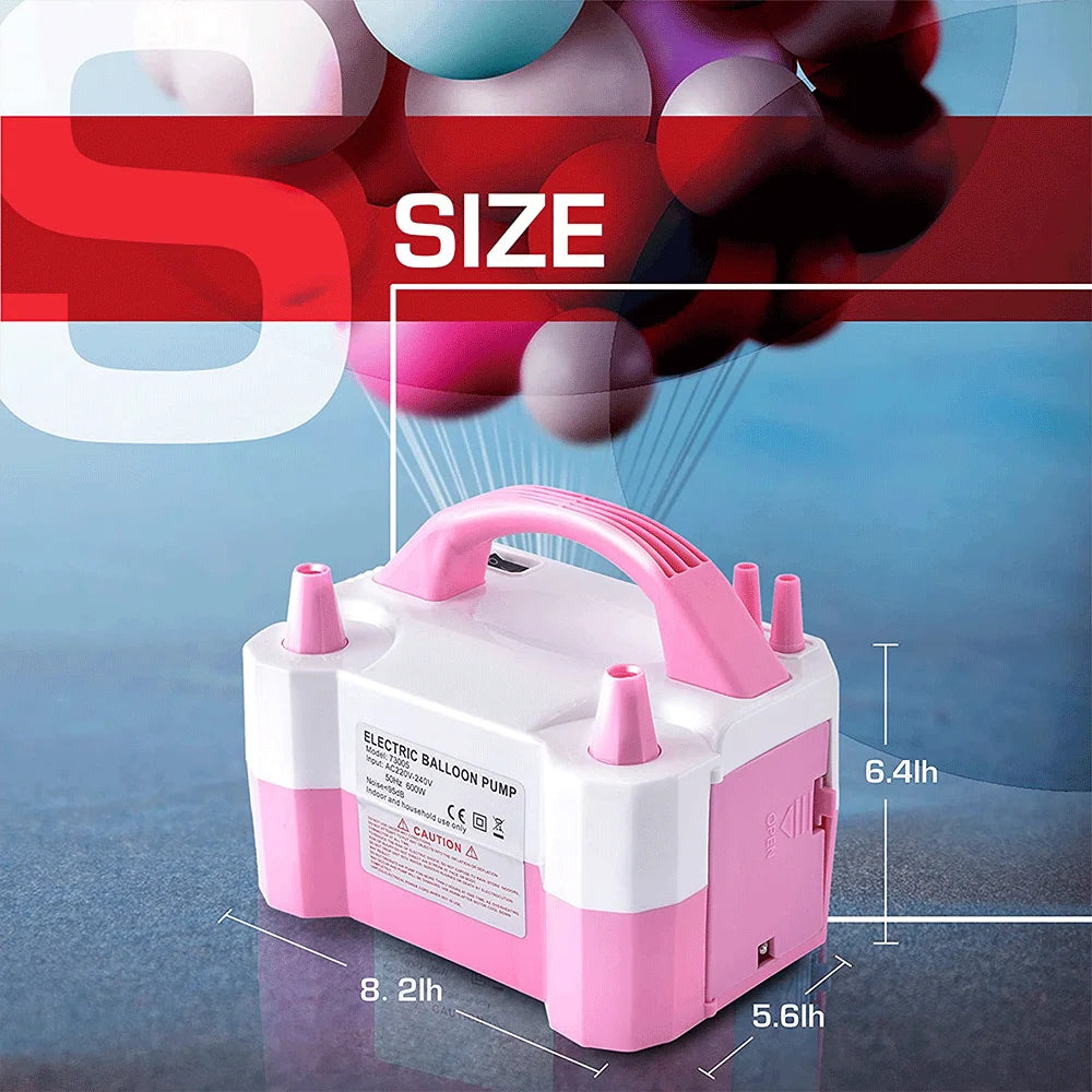 Inflador de globos eléctrico, soplador portátil de doble boquilla de alta potencia, bomba de aire inflable de 110V/220V para decoración de sala de fiesta con globos