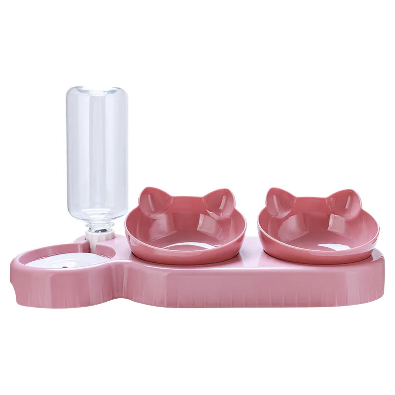 Comedero para gatos 3 en 1, dispensador automático de agua, doble cuenco, cuenco para mascotas para perros pequeños, gatos, contenedor de comida para mascotas, accesorios para gatos