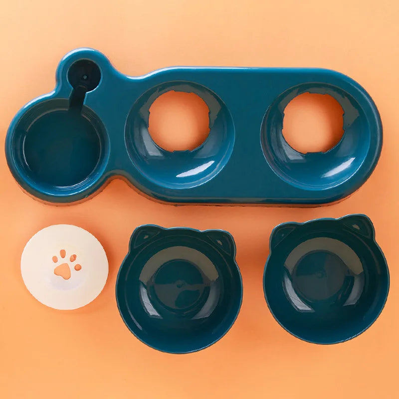 Comedero para gatos 3 en 1, dispensador automático de agua, doble cuenco, cuenco para mascotas para perros pequeños, gatos, contenedor de comida para mascotas, accesorios para gatos