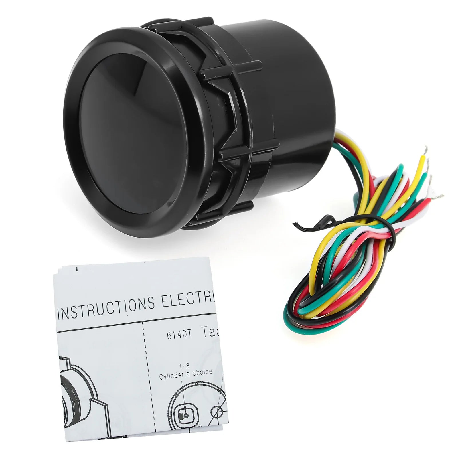 Tacómetro automático con lente ahumada de 2 '', 52mm, luz roja LED blanca, medidor de 0-8000 RPM, tacómetro para coche para vehículos universales de 1-8 cilindros