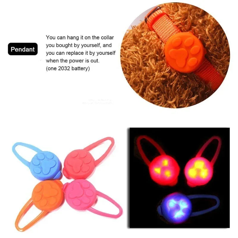 1 unidad de linterna LED nocturna para perro, Collar para perro y gato, colgante brillante, Collar de seguridad para mascotas, collares luminosos de decoración