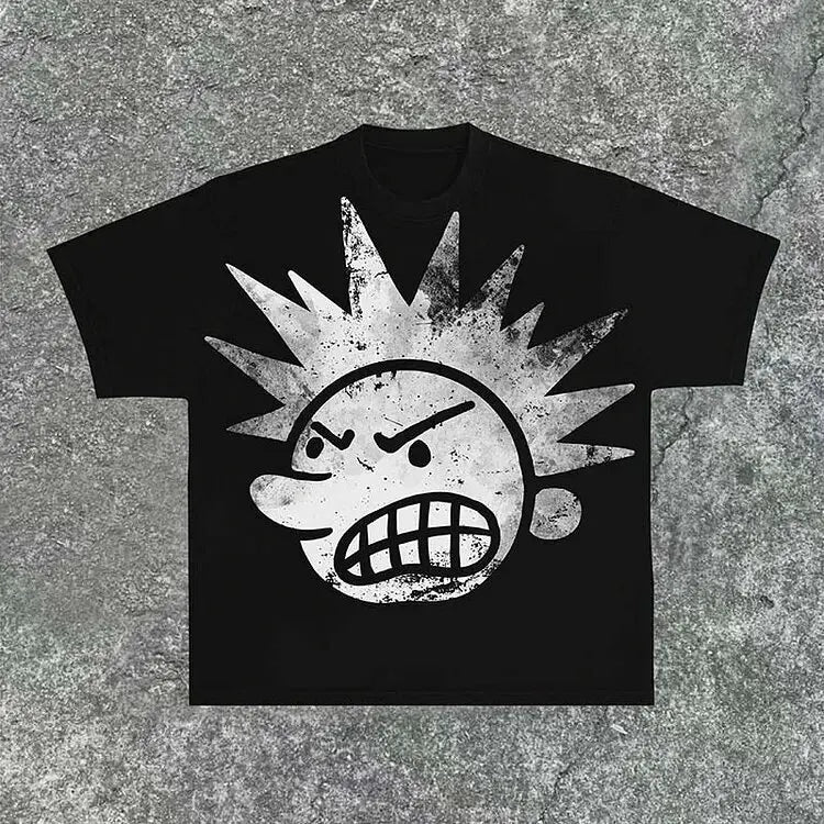 Ropa de calle Y2K, camiseta con estampado de dibujos animados de Hip Hop para hombre, camiseta gótica 100% de algodón, manga corta transpirable