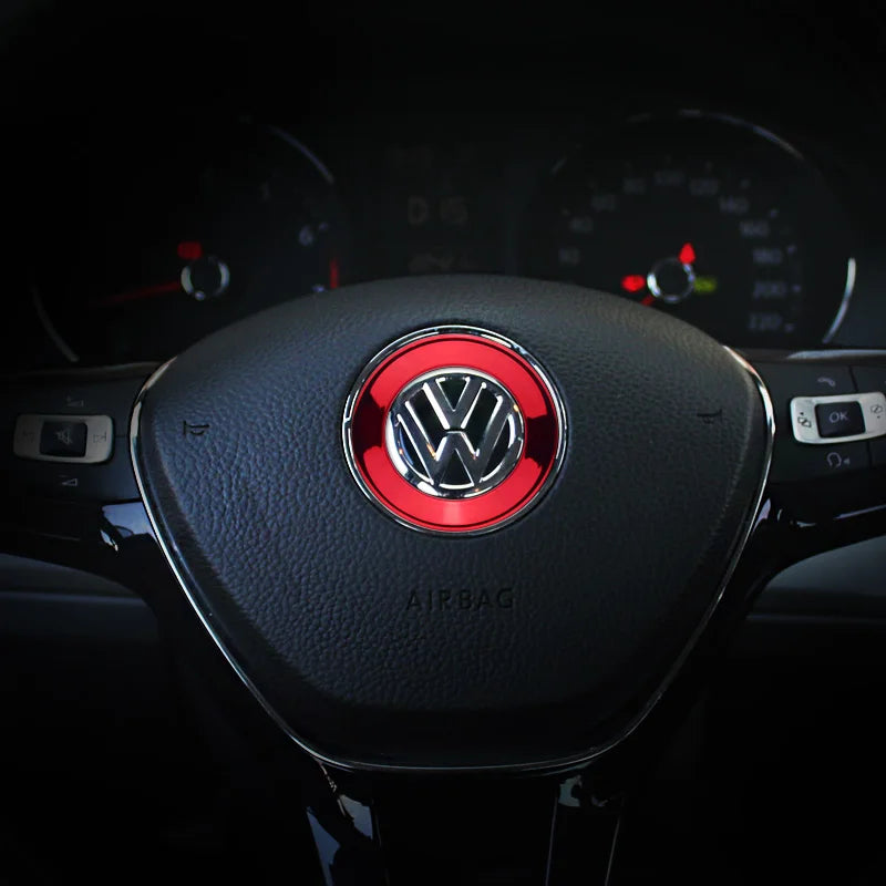 Embellecedor de volante de coche, pegatina de cubierta de lentejuelas circulares para Volkswagen VW TOURAN GTI PASSAT POLO, accesorios para automóviles