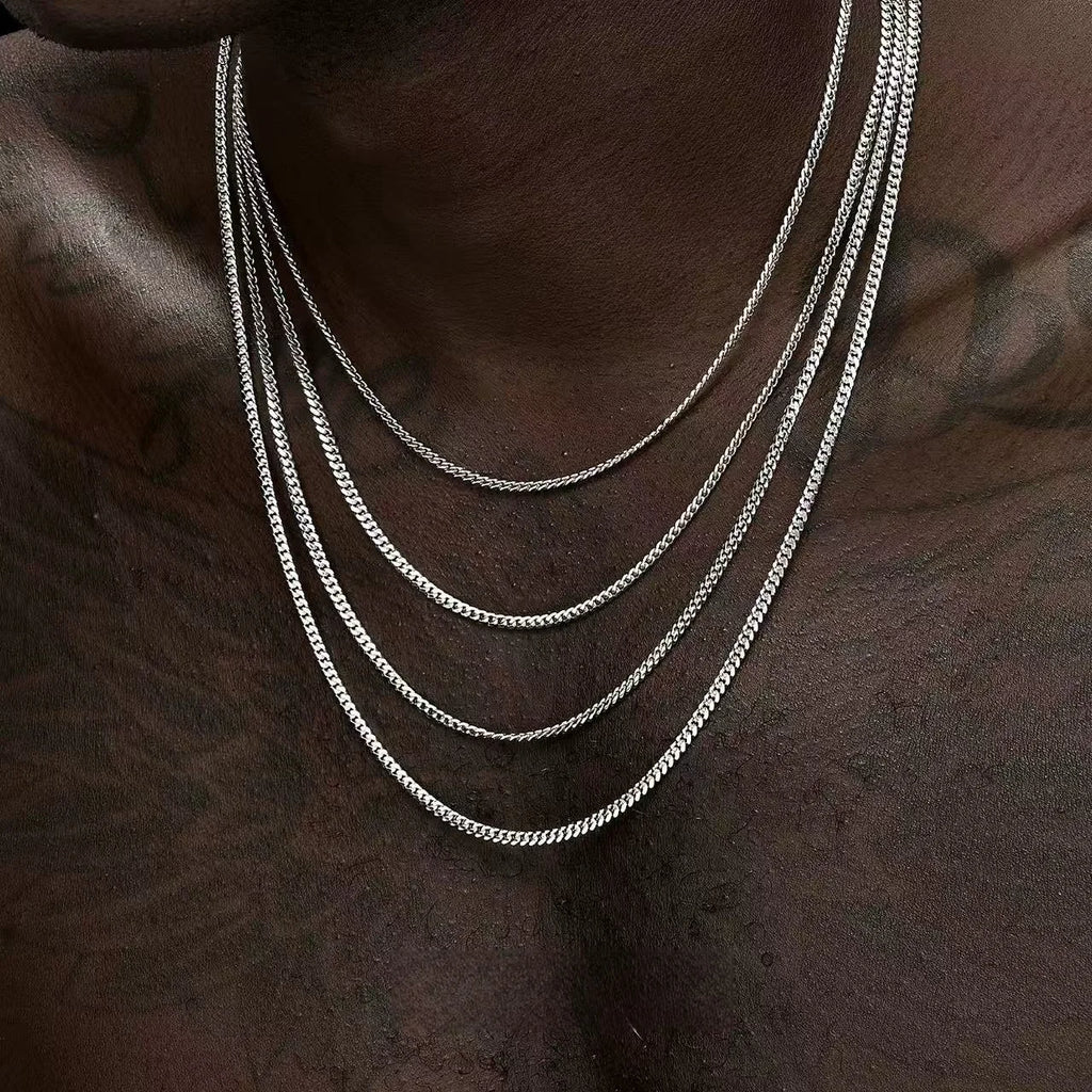 Collar de cadena cubana de acero inoxidable de Color plateado de 3,5mm, collar de Hip Hop para hombres, collar de joyería Simple para mujeres