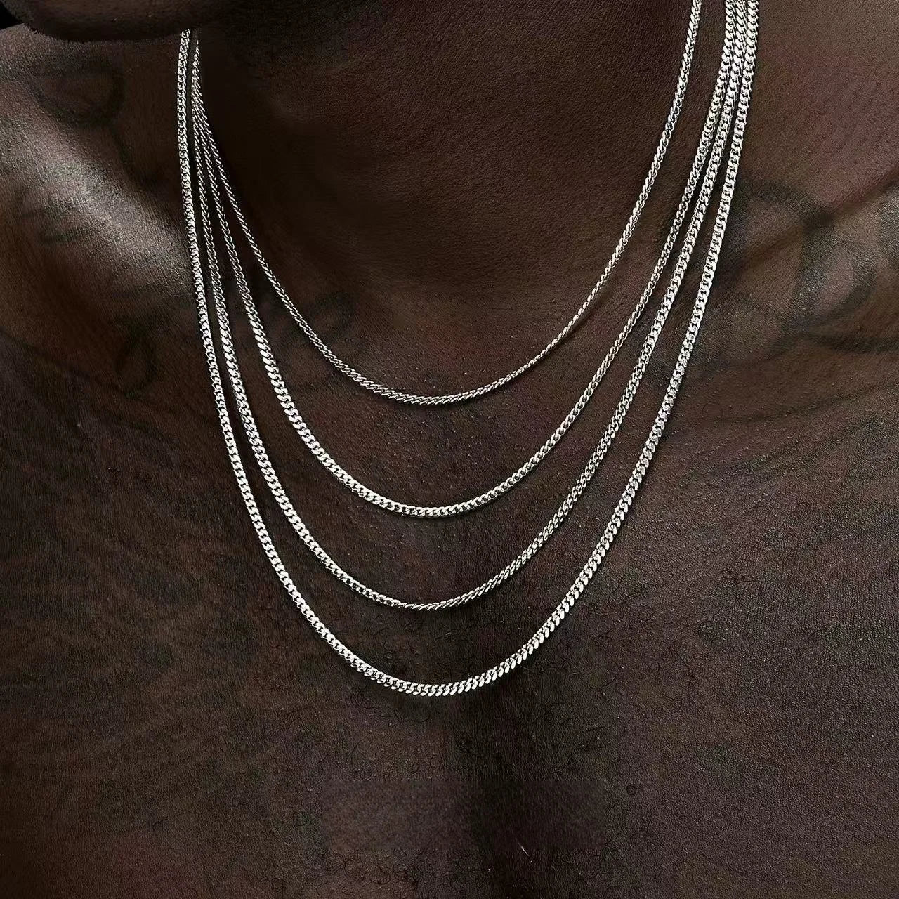 Collar de cadena cubana de acero inoxidable de Color plateado de 3,5mm, collar de Hip Hop para hombres, collar de joyería Simple para mujeres