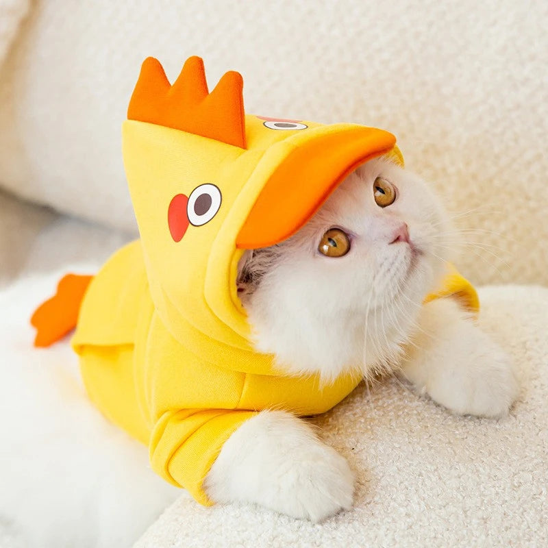 Otoño Invierno mascota gato sudadera cálida lana Cosplay Animal sudaderas con capucha monos para perros pequeños divertido York Halloween gatito ropa