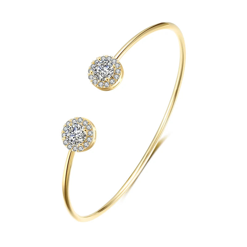 Brazaletes de Color dorado con geometría de lujo para mujer, pulseras de circonia cúbica a la moda, joyería diaria para fiesta INS.